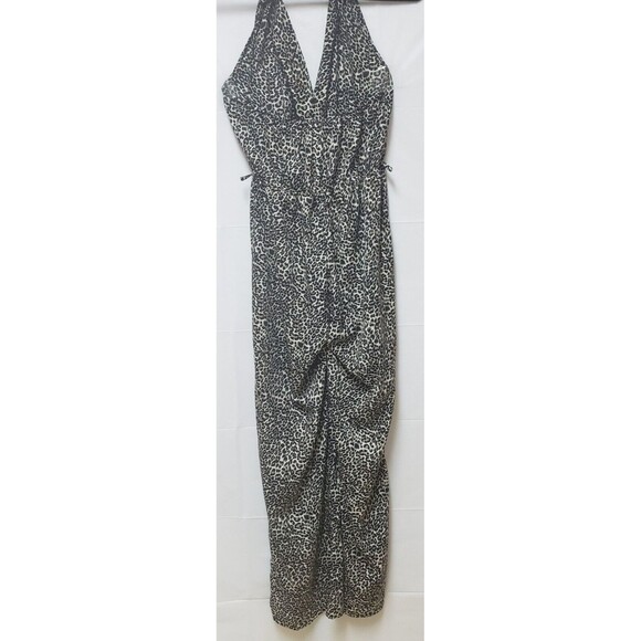 Women's Cheetah Print Open Back Jump Suit Nana USA Elastic Waist M Pre Owned G - Picture 2 of 9